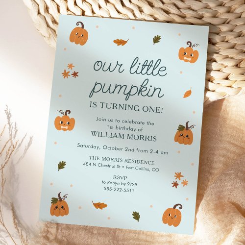 Our Little Pumpkin Is Turning One Birthday Invitation