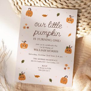 Our Little Pumpkin Is Turning One Birthday Invitation