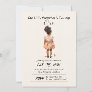 Our Little Pumpkin is Turning One Birthday invite
