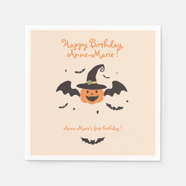 Our Little Pumpkin is turning one Birthday Napkins (Front)