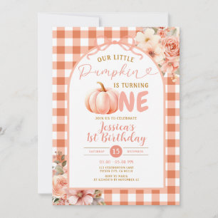 Our Little Pumpkin is turning one birthday party Invitation