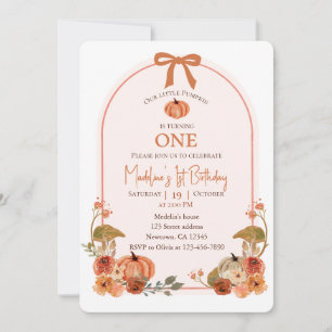 Our Little Pumpkin Is Turning One Boho Minimalist Invitation