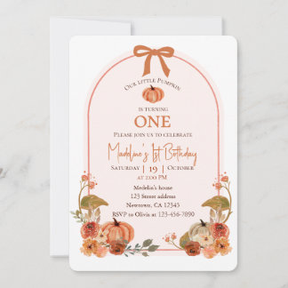 Our Little Pumpkin Is Turning One Boho Minimalist Invitation