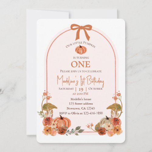 Our Little Pumpkin Is Turning One Boho Minimalist Invitation