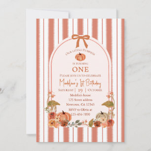Our Little Pumpkin Is Turning One Boho Striped Ar Invitation