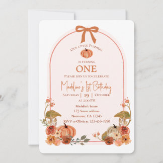 Our Little Pumpkin Is Turning One Elegant Floral Invitation