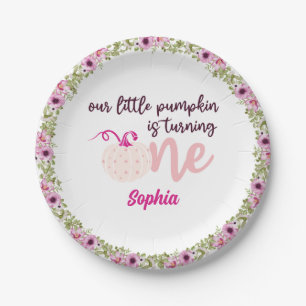 our little pumpkin is turning one Fall Autumn Paper Plates