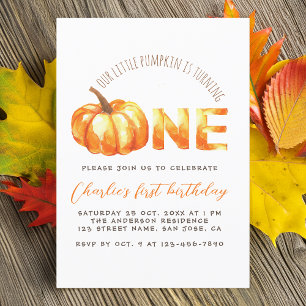 Our Little Pumpkin Is Turning One First Birthday Invitation
