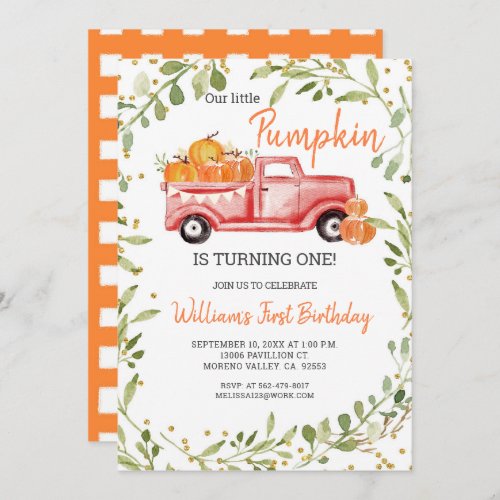 Our Little Pumpkin is Turning One Invitation