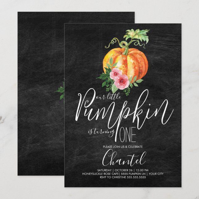 Our Little Pumpkin Is Turning One Invitation (Front/Back)