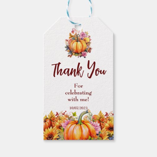 Our Little Pumpkin is Turning One Thank You Gift Tags