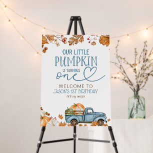 Our Little Pumpkin Is Turning One Welcome Sign