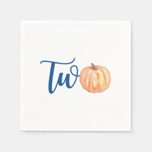 Our Little Pumpkin is Two blue 2nd birthday Napkins