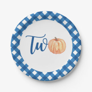 Our Little Pumpkin is TWO blue 2nd birthday Paper Plates