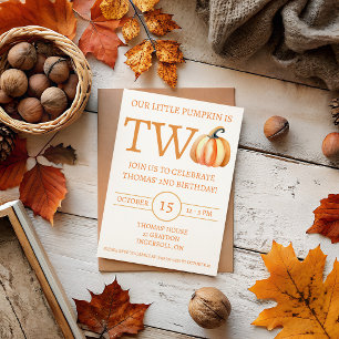 Our Little Pumpkin is TWO, Kids' Birthday Party Invitation