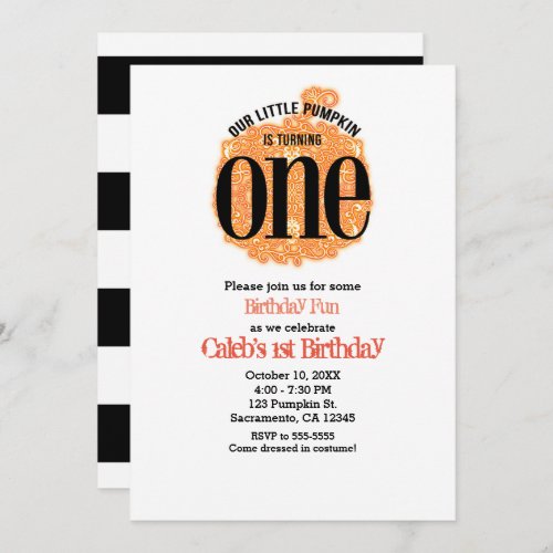 Our Little Pumpkin ONE 1st Birthday Party Invitation