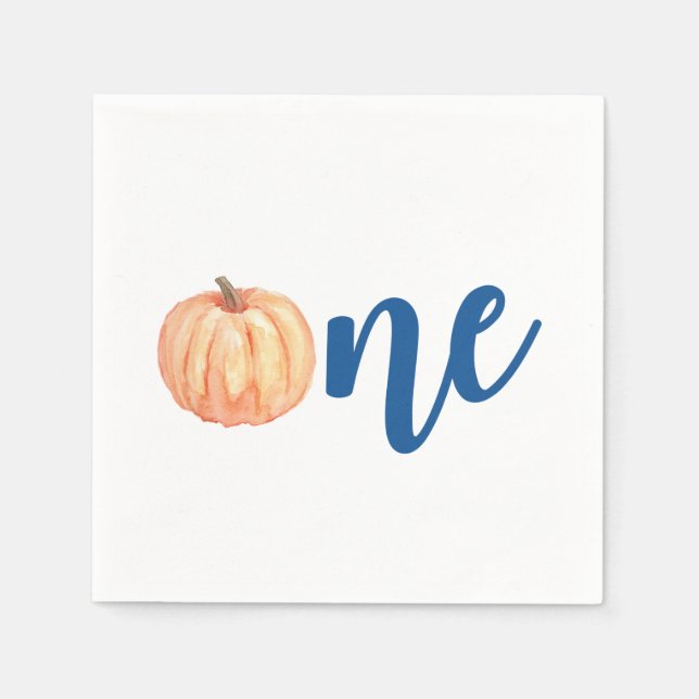 Our Little Pumpkin One blue first birthday Napkins (Front)