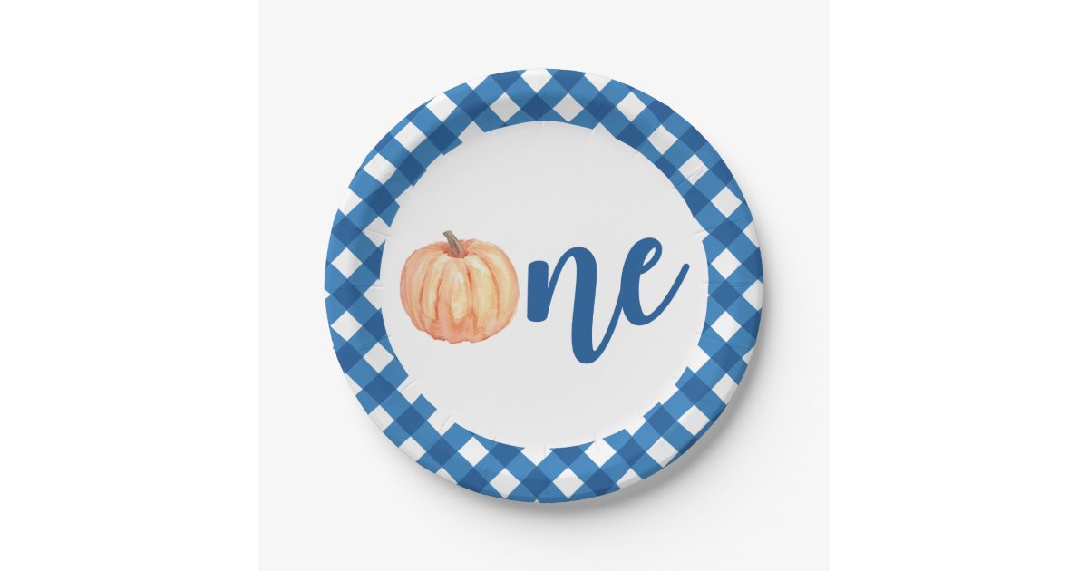 Our Little Pumpkin One blue first birthday Paper Plates | Zazzle