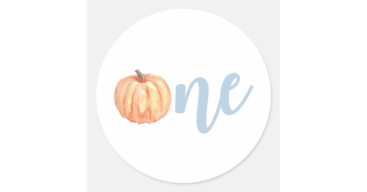 Our Little Pumpkin One pastel blue first birthday Classic Round Sticker ...