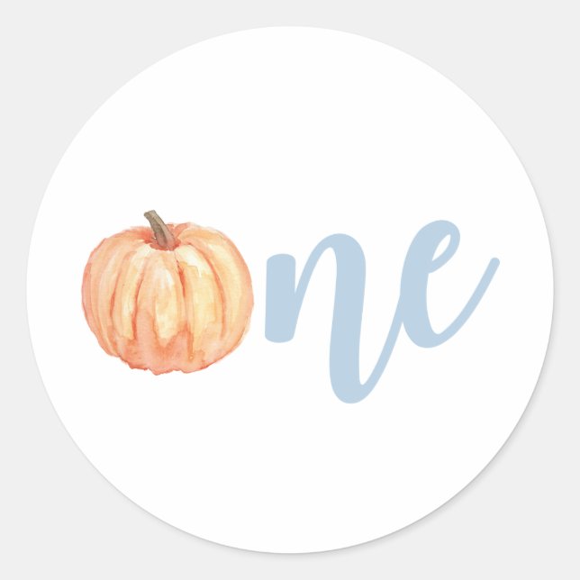 Our Little Pumpkin One pastel blue first birthday  Classic Round Sticker (Front)