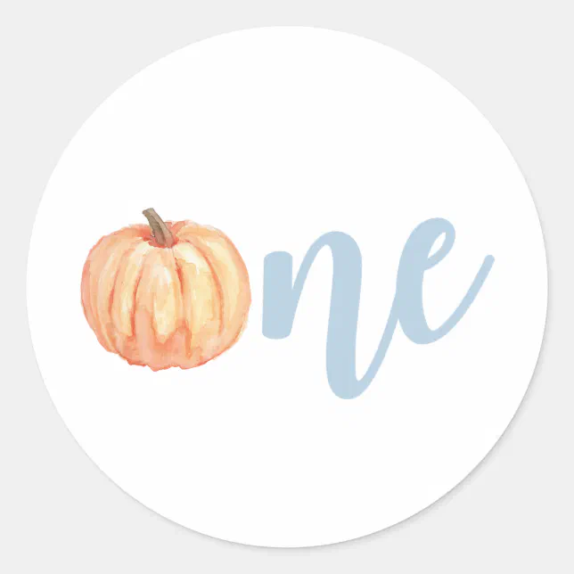 Our Little Pumpkin One pastel blue first birthday Classic Round Sticker ...