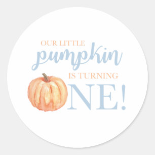 Our Little Pumpkin One pastel blue first birthday Classic Round Sticker