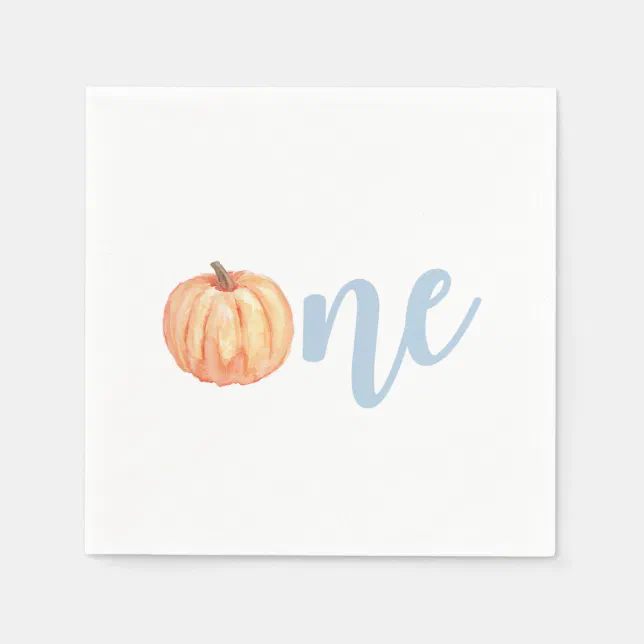 Our Little Pumpkin One pastel blue first birthday Napkins | Zazzle