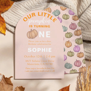 Our little Pumpkin Orange 1st Birthday Invitation