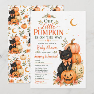Our Little Pumpkin Orange Halloween Baby Shower Invitation