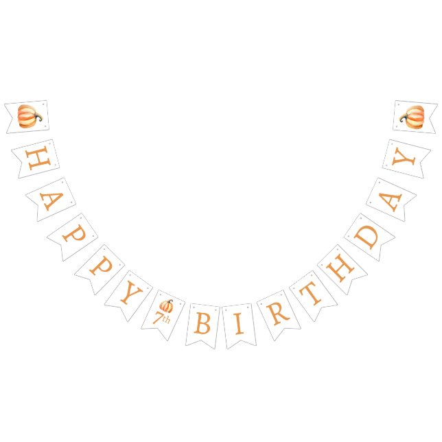 Our Little Pumpkin, Orange, Kids' Birthday Party Bunting Flags (All)