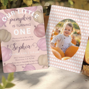 Our Little Pumpkin Pastel Fall Birthday Invitation