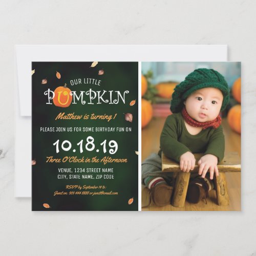 Our Little Pumpkin Photo 1st Birthday Party Invitation