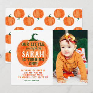 Our Little Pumpkin Photo Invitation