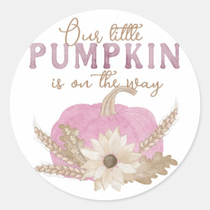 Our Little Pumpkin Pink Baby Shower Sticker