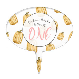 Our Little Pumpkin Pink Cake Topper Editable Age