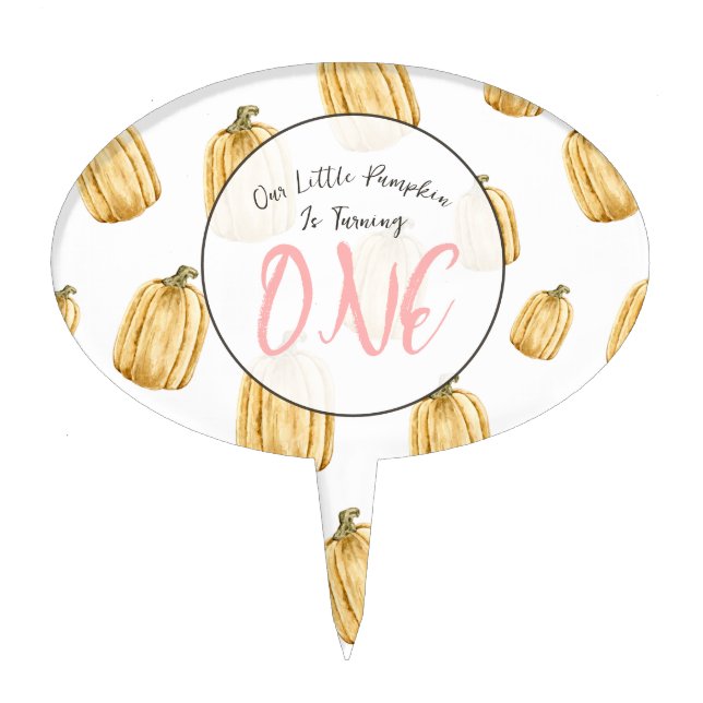 Our Little Pumpkin Pink Cake Topper Editable Age (Front)