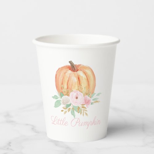 Our Little Pumpkin pink floral first birthday Paper Cups
