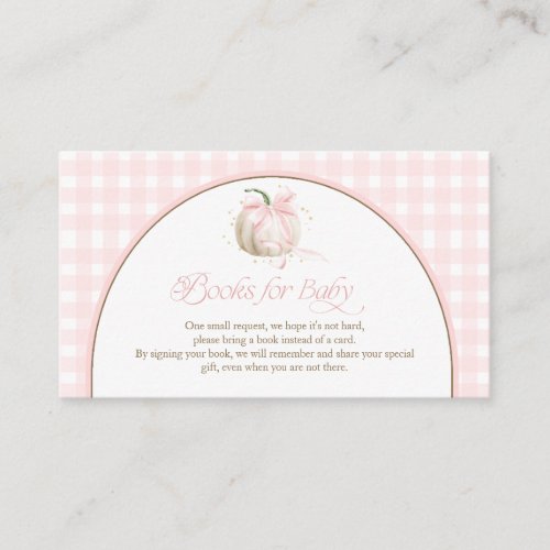 Our Little Pumpkin Pink Gingham Books for Baby Enclosure Card