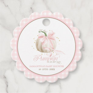 Our Little Pumpkin Pink Gingham Personalised Favor Tags