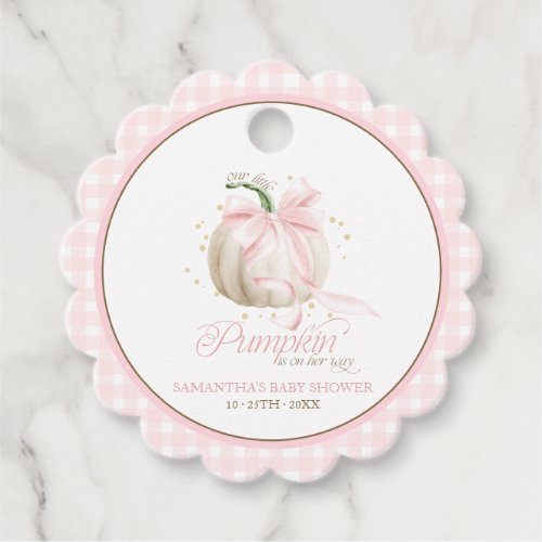 Our Little Pumpkin Pink Gingham Personalised Favor Tags