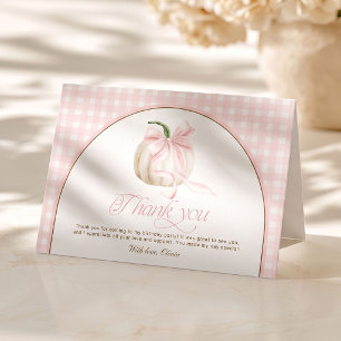 Our Little Pumpkin Pink Gingham Thank You Card
