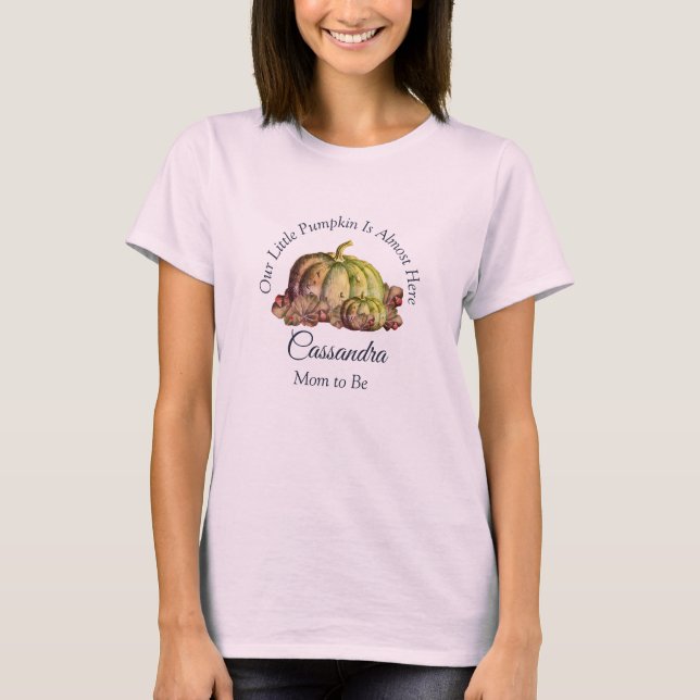 Our Little Pumpkin Pink Girl | Baby Shower Mom's  T-Shirt (Front)