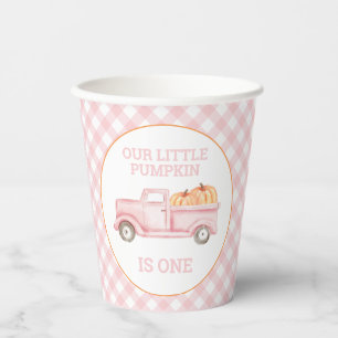 Our little Pumpkin Pink Truck 1st Birthday Paper Cups