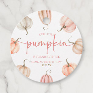 Our Little Pumpkin Pink White Fall Birthday Party Favor Tags