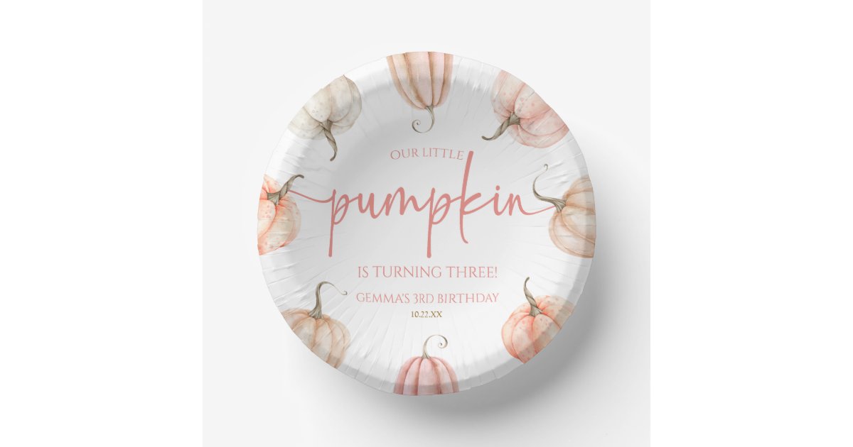 Our Little Pumpkin Pink White Fall Birthday Party Paper Bowls | Zazzle