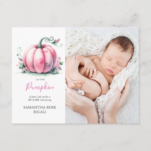 Our Little Pumpkin Sip and See Baby Shower Invites