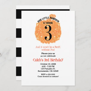 Our Little Pumpkin THREE 3rd Birthday Party Invitation