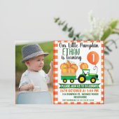 Our Little Pumpkin Tractor 1st Birthday Invitation (Standing Front)
