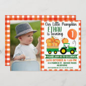 Our Little Pumpkin Tractor 1st Birthday Invitation (Front/Back)