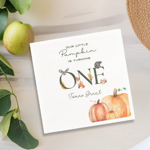 Our Little Pumpkin Woodland Animals 1st Birthday Napkins